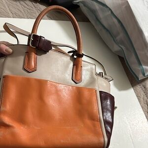 Reed Krakoff Tri-color Cream, Orange, and Brown Satchel